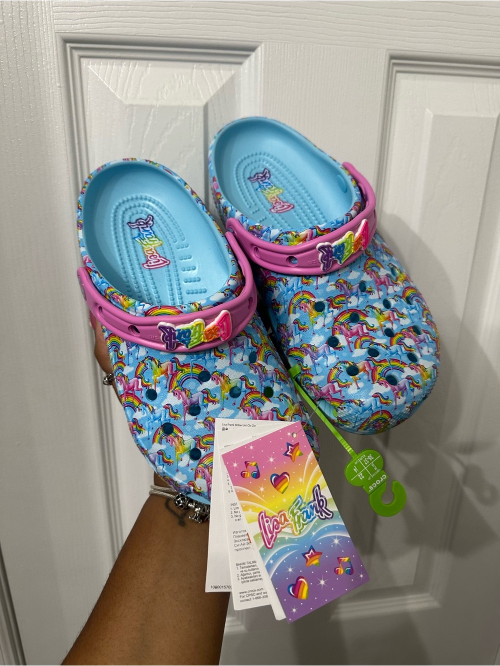 Lisa Frank Blue Crocs Clogs Size Juniors 4 New With Tags